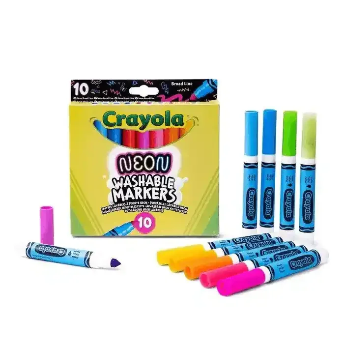 10 Rotuladores Crayola Maxi Punta Neón Lavables para Niños