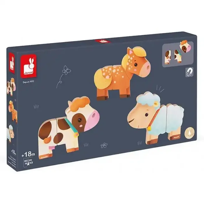 3 Animales Divertidos Magnéticos – Granja Janod