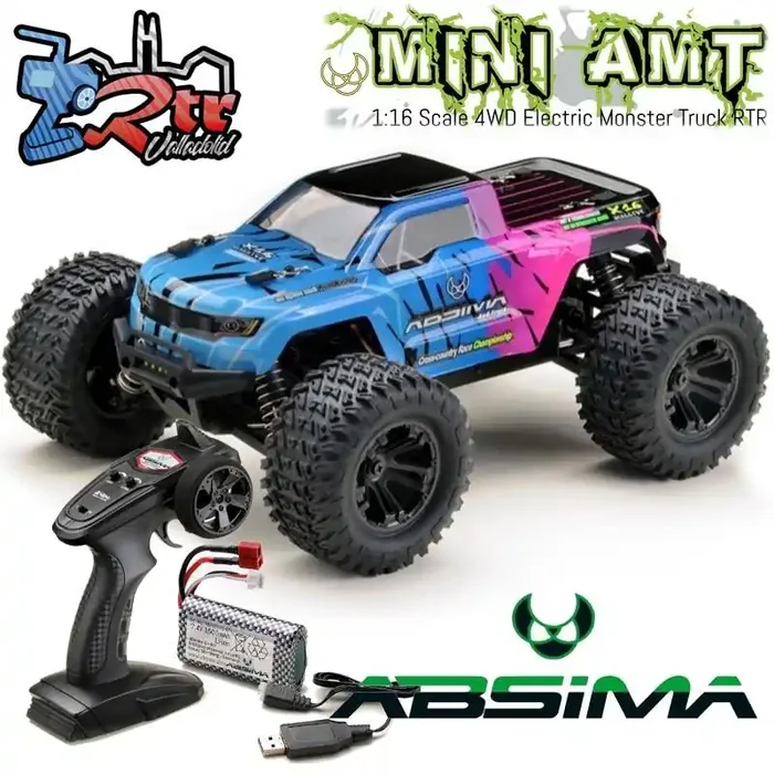 Absima Monster Truck Mini AMT 1/16 4×4 Escobillas RTR Azul