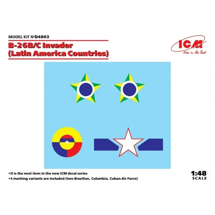 Calcomanía ICM D4803 B-26B/C Invader Latin America Countries 1/48