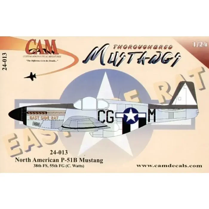 Calcomanía North American P-51B Mustang (1) CG-M 38FS/55FG Cecil R. Watts East Side Rat