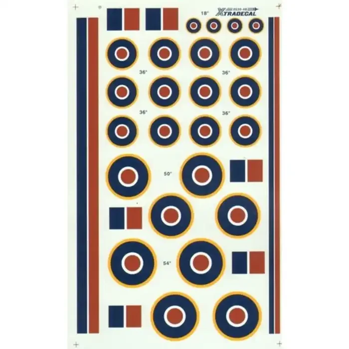 Calcomanía RAF National Insignia/Roundels C1 Type and Fin Flashes. Sizes 18 36 50 54. Fin flashes 12 24 36 (RAF Roundels)
