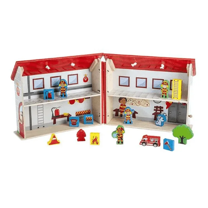 Casa Madera Maletin Estación Bomberos Petit Planet