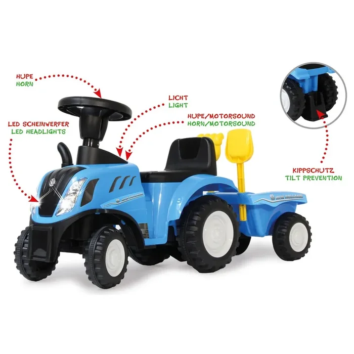 Cavalcabile New Holland T7 Trattore con rimorchio blu 2in1