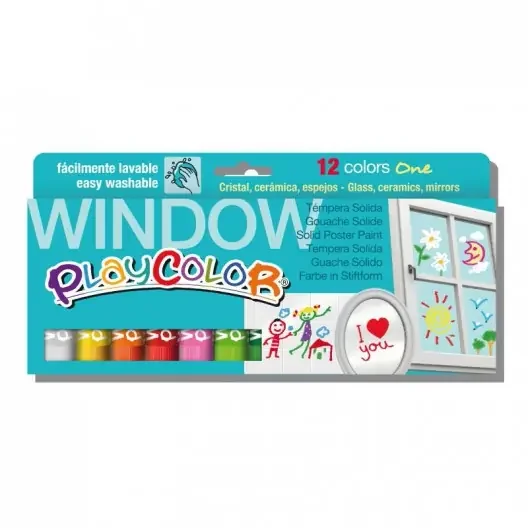 Competencias Caja surtido 12 PlayColor Window One 10g – Témpera sólida para cristal