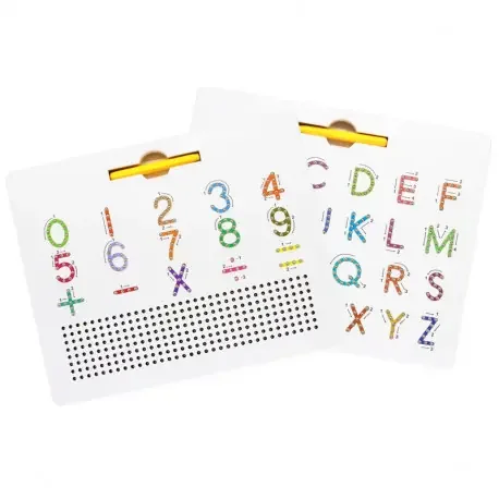 Escritura + Lectura + Idiomas IMAPAD DUO Letras y Números – Tablero magnético reversible con bolitas de metal