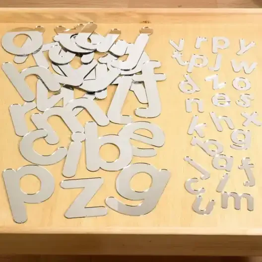 Escritura + Lectura + Idiomas Letras acrílicas de espejo – minúsculas – LIQUIDACIÓN