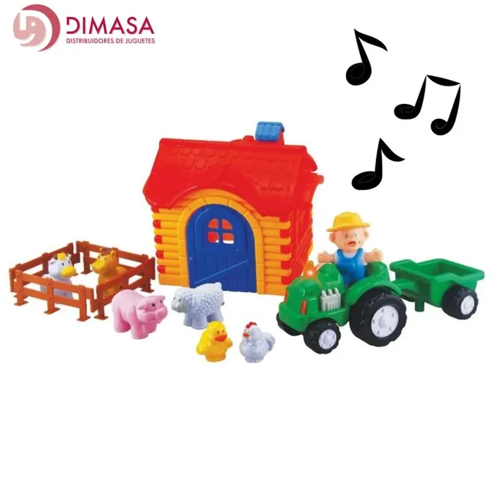 Granja con tractor musical para bebés con animales