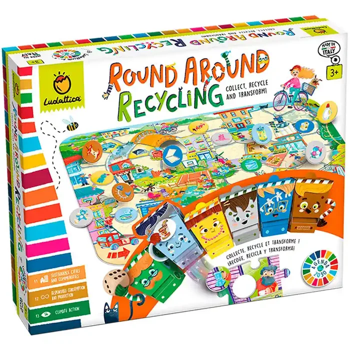 Juegos de mesa para todos Round Around Recycling – juego cooperativo dinámico de Ludattica (Agenda 2030)