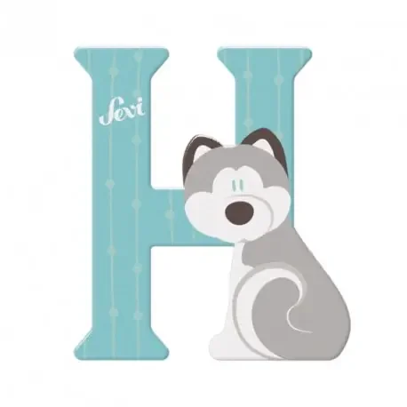 Letras animales de Sevi Letra de madera H – Husky – LIQUIDACIÓN