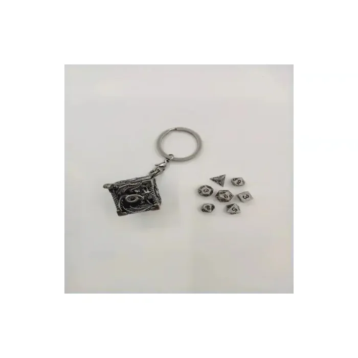 Llavero Key ring – D6 – with set of 7 mini 5mm metal dice