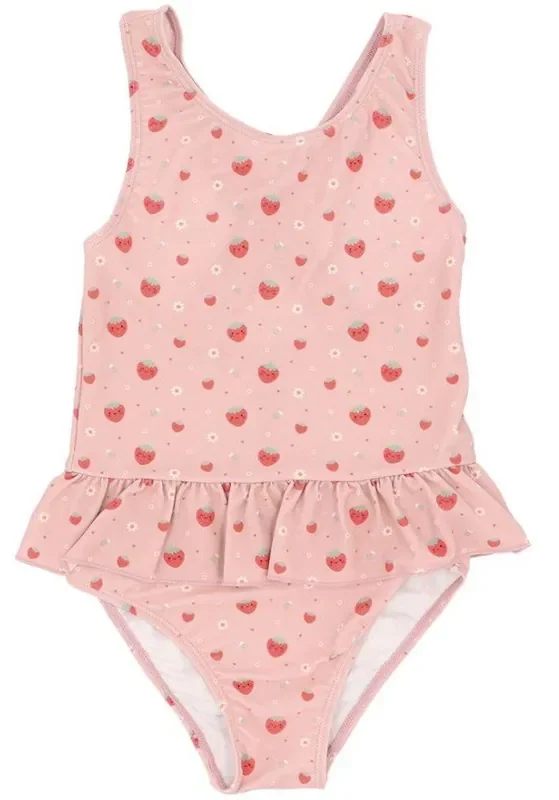 Monnëka Bañador Cruzado con volantes – Strawberries (Talla S)