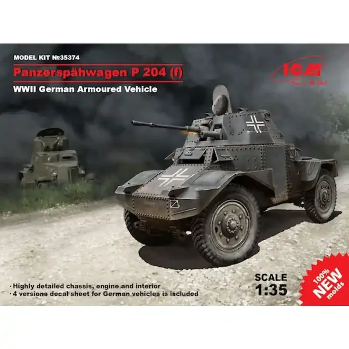 Panzerspähwagen P 204 (f), la Segunda Guerra Mundial alemán Vehículo blindado y bala – chasis altamente detallado, motor e inter