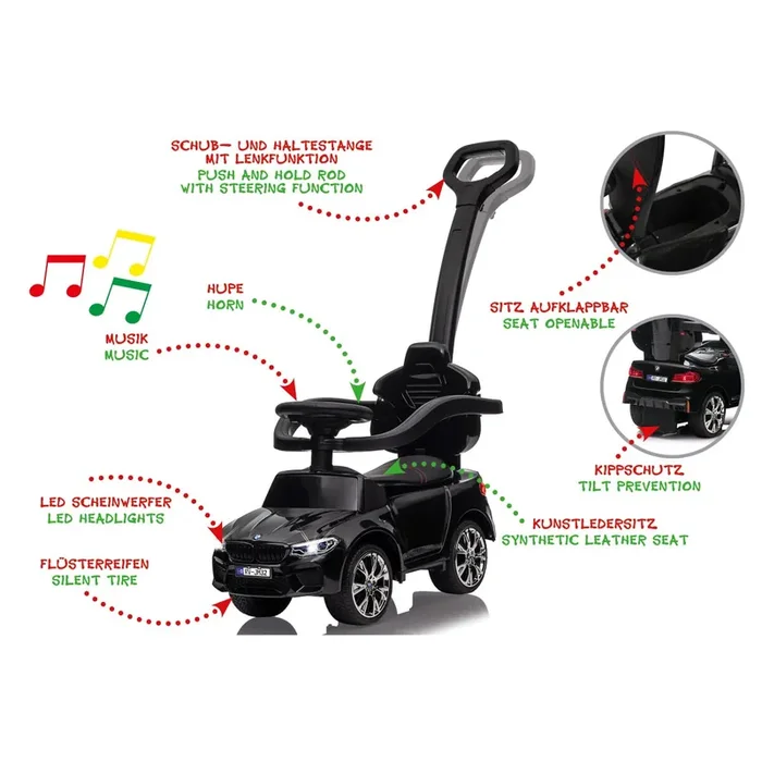 Push Car BMW M5 black 2in1 with push bar