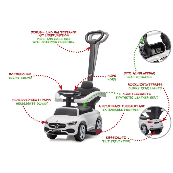 Push Car Mercedes-Benz C-Class white 3in1