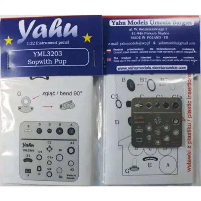 Sopwith Pup panel de instrumentos (diseñado para ser utilizado con los kits Wingnut Alas)