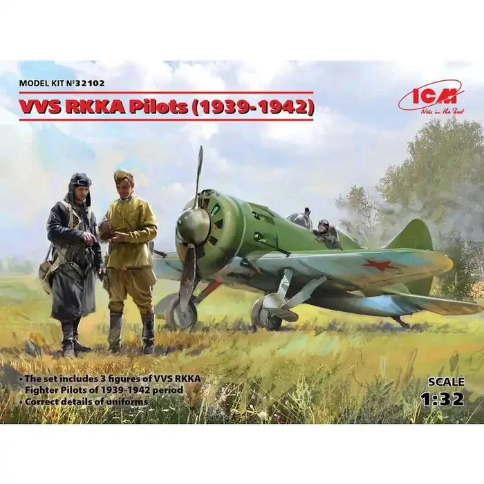 VVS RKKA Pilots (1939-1942) (3 figures. 2 standing and 1 seated in cockpit) (100% new molds)